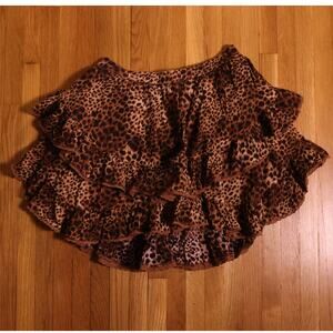 y2k Aerie ruffle cheetah leopard animal print mini skirt womens size S